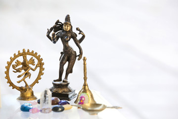 Fototapeta na wymiar Eastern religious or spiritual decoration or yogic altar