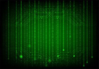 Background in a matrix style with circuit board. Green vector illustration
