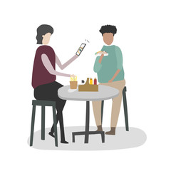 People sitting having meal together