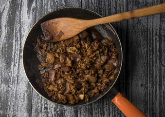 Fried mutton with onion
