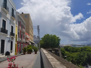 Sunny day in old town San Juan, Puerto Rico.