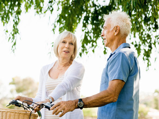 Senior couple relaxing in park