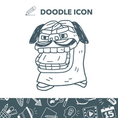 Chinese New Year; The dragon and lion dancing head doodle