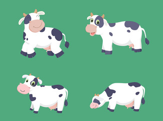 cute cow cartoon set
