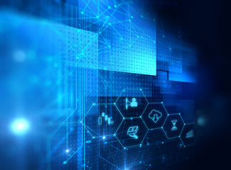 fintech icon  on abstract financial technology background .