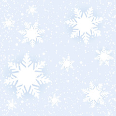 Fototapeta na wymiar Winter seamless blue pattern with snowflakes. Light gentle pastel colors. New year decoration. Xmas decor. Wrapping design.