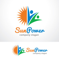 Sun People Power Logo Template Design Vector, Emblem, Design Concept, Creative Symbol, Icon