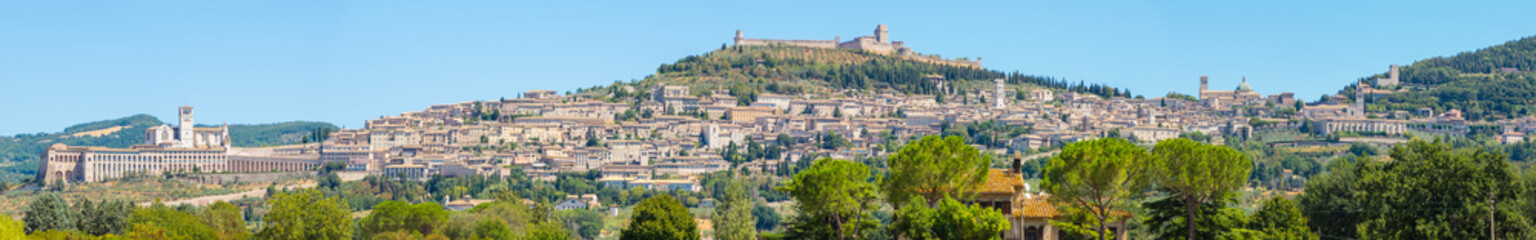 Obraz premium Assisi, one of the most beautiful small town in Italy. Skyline of the village from the land