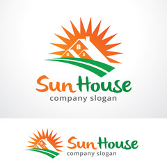 Sun House Logo Template Design Vector, Emblem, Design Concept, Creative Symbol, Icon