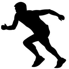 Black Silhouettes Runners sprint men on white background