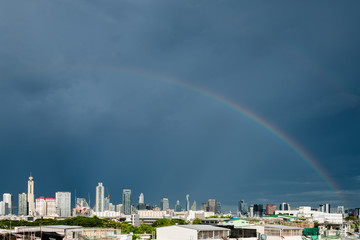 Rainbow above bangkok city, THAILAND