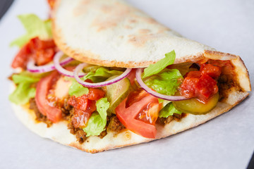 sandwich wrap with meat and vegetables