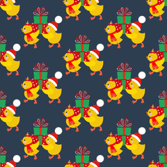 Chicken with presents pattern