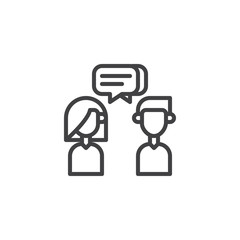 Conversation line icon, outline vector sign, linear style pictogram isolated on white. Symbol, logo illustration. Editable stroke