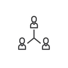 Teamwork line icon, outline vector sign, linear style pictogram isolated on white. People connection symbol, logo illustration. Editable stroke