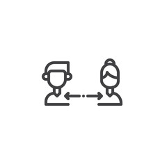 Teamwork line icon, outline vector sign, linear style pictogram isolated on white. Symbol, logo illustration. Editable stroke
