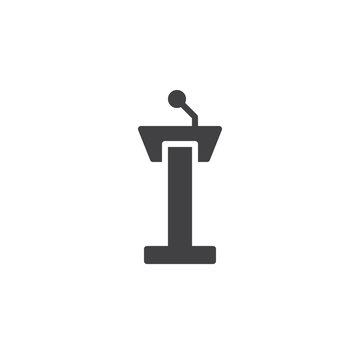 Tribune icon vector, filled flat sign, solid pictogram isolated on white. Symbol, logo illustration.