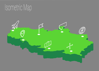 Map serbia isometric concept.