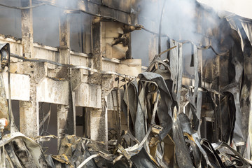 Large fire disaster in a warehouse
