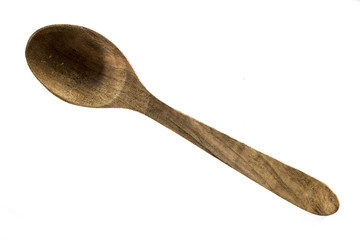 Wooden spoon on white background