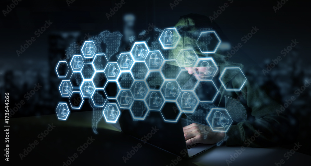 Leinwandbilder Hacker accessing to personal data information with a computer 3D rendering