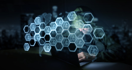 Hacker accessing to personal data information with a computer 3D rendering