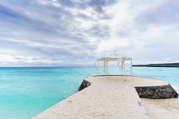 Beautiful scenery turquoise crystal clear sea of tropical Maldives island