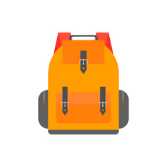 Orange back pack for study. Schoolbag illustration design