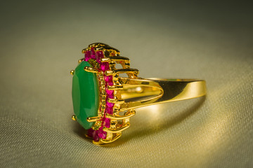 Golden Ring with Emerald