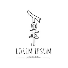Hand drawn doodle Egyptian symbol of royalty and power icon. Sketchy vector illustration elements. Luck symbols collection Cartoon element: Ankh sign Charms Good Luck isolated on white background