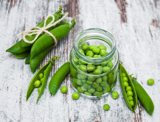 green peas on a table