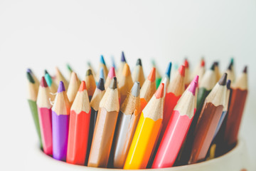 Colorful Multi-Color Of Pencil / Colorful Multi-Color Of Pencil Isolated On White Background.