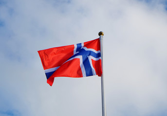 Norway flag on sky background