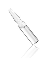 Medical ampoule with solution, isolated on white background