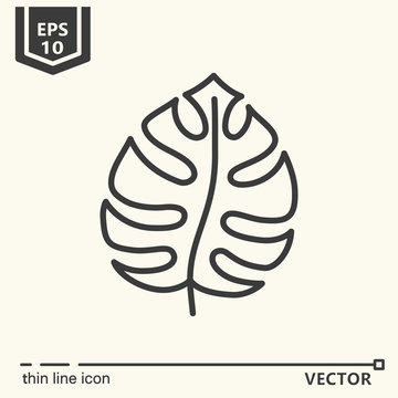 Thin Line Icon Series - Tropical Leaf