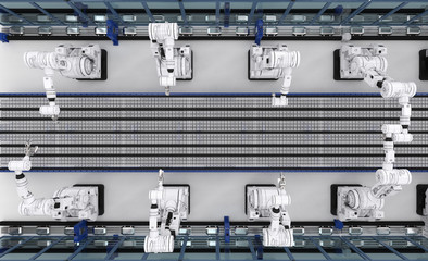 robot arms with conveyor line