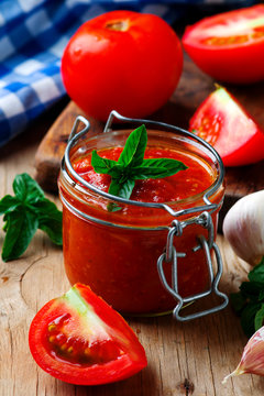 Homemade Pizza Sauce In The Glass Jar