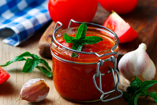 Homemade Pizza Sauce In The Glass Jar