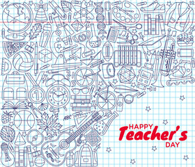 Happy Teachers Day background. Greeting card. Vector illustration