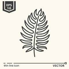 Thin line icon series - tropical leaf