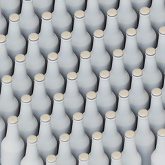 Fototapeta premium Orthographic Perspective of a Tight Even Array of White Opaque Bottles