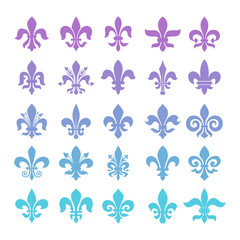 Fleur de lis symbols set.