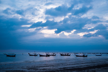Fishing boats and cloud sky at sea Thailand