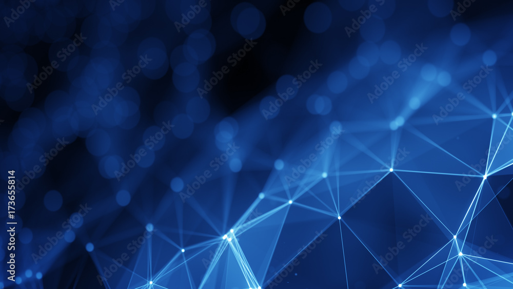 Poster futuristic network shape. computer generated abstract illustration rendered with dof