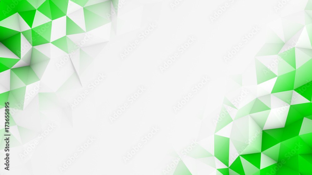 Poster green polygons and free space abstract 3d render background