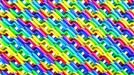 Bright colorful grid 3D rendering