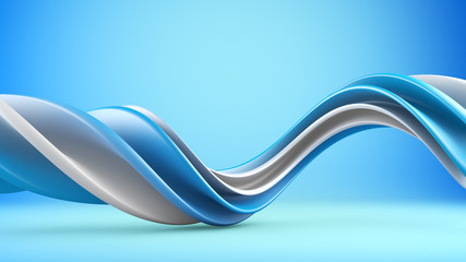 Blue twisted spiral 3D shape