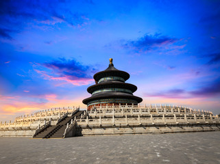 Temple of Heaven landscape at sunset in Beijing,chinese cultural symbols