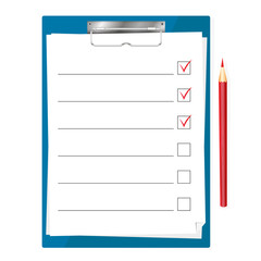 Tablet for papers with a checklist