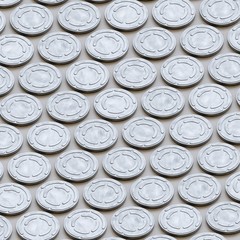 Orthographic Perspective on a Tight Even Array of Sealed Retro Film Reel Cans